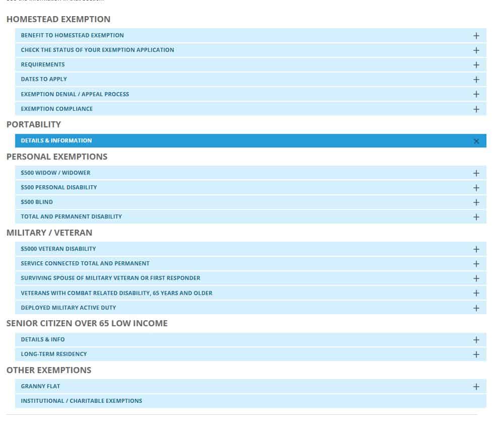 Property tax exemptions