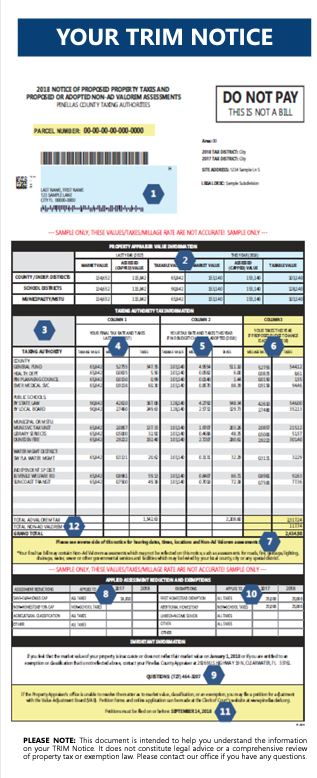 Truth in Millage Notice, Pasco property tax