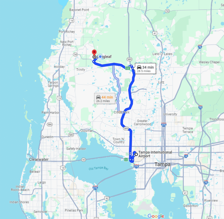 Map location of Longleaf, New Port Richey Florida